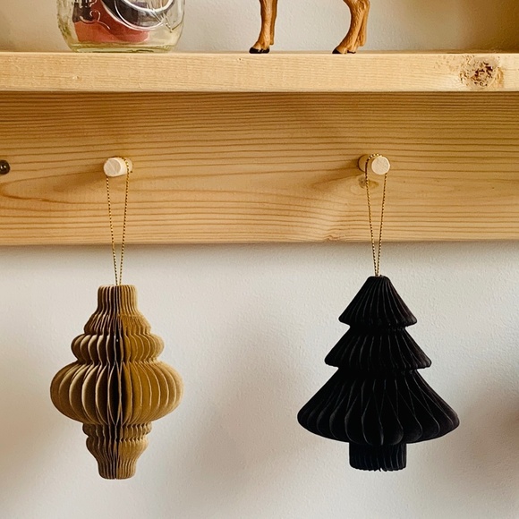 Scandinavian Honeycomb Paper Christmas Ornaments | Set of 4 - Picture 3 of 5